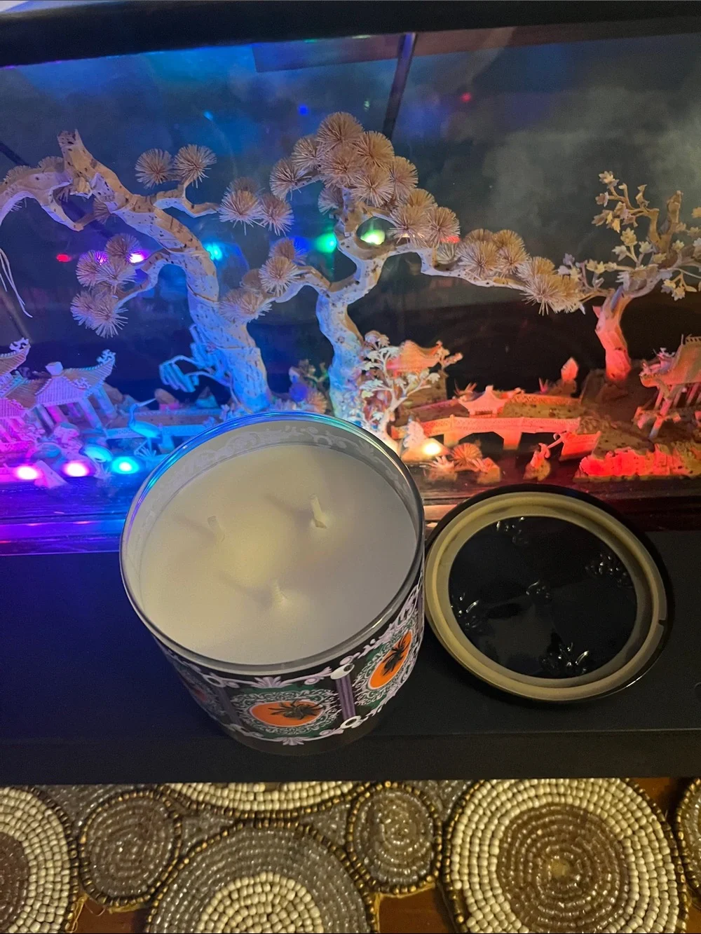 Decorative Candle Tin - Cream and Black Floral Design